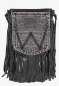 Black wrangler crossbody with fringe